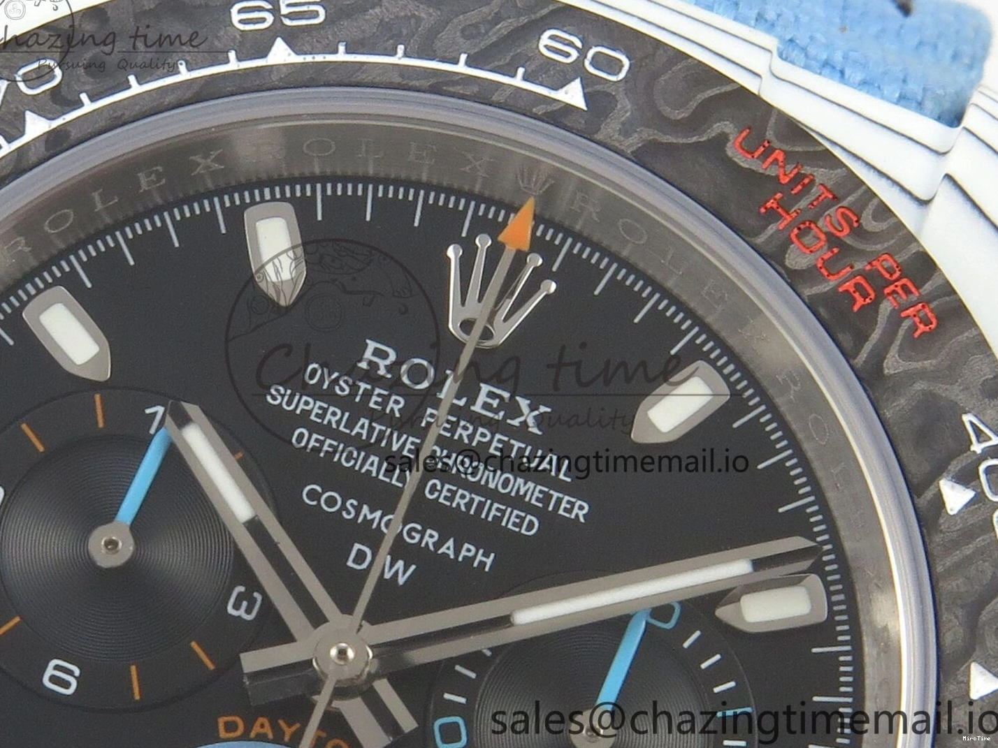 MiroTime 0403 Attractive Daytona DIW Carbon Case and Bezel DIWF Edition Black Dial on Blue Nylon Strap A 71